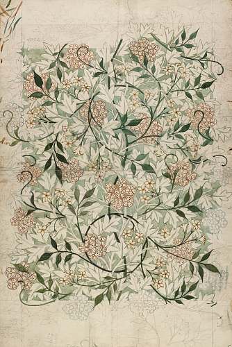 decorative arts green and white floral textile william morris